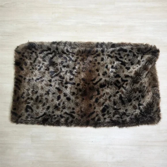 Pottery Barn Leopard Faux Fur Pillow Cover 16x26 Brown Animal Print 3794534