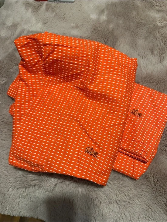 Lacoste Orange and White Patterned Decorative Pillowcases