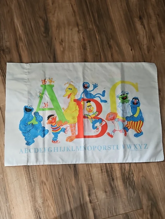 Muppets Kids Sesame Street ABC Pillowcase in White with Colorful Characters