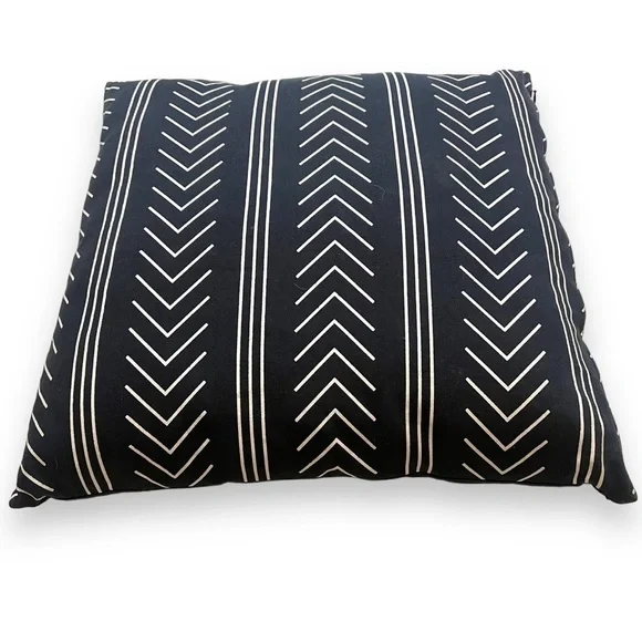 Woven Nook Black White Chevron Striped Monochrome Throw Pillow