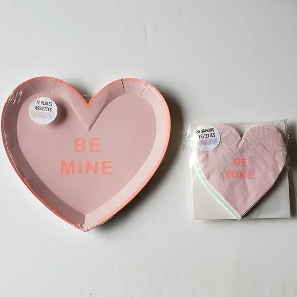 NWT - Meri Meri Various Colored Conversation Heart Paper Plates & Napkins