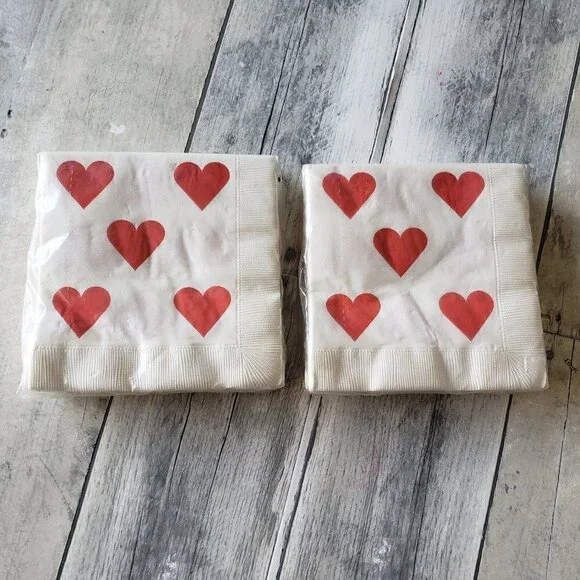 Red Heart Cocktail / Dessert Napkins 20 napkins per package