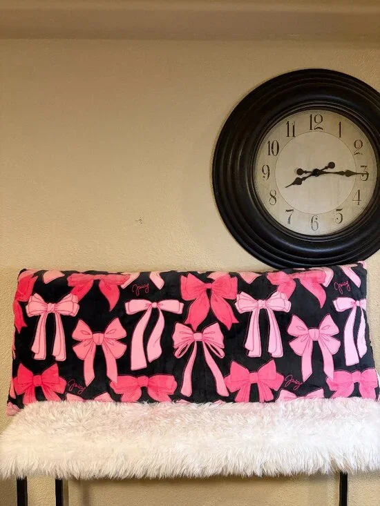 Juicy Couture Pink Bow Black Body Pillow 20x48 Y2K McBling NWT