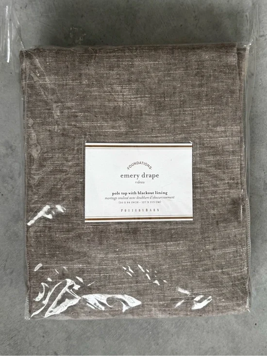 Pottery Barn foundations emery drape linen blend blackout curtain panel 50x84