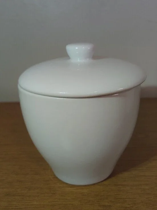 Pottery Barn White Ceramic Lidded Jar - Gloss Finish