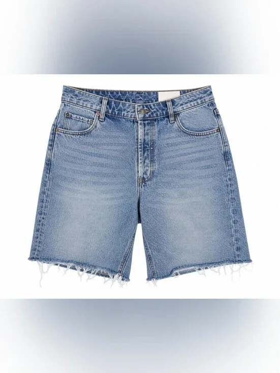 NWT KBB by Kahlana Size 8 Mid Rise Longline Denim Bermuda Shorts Light Wash Jort