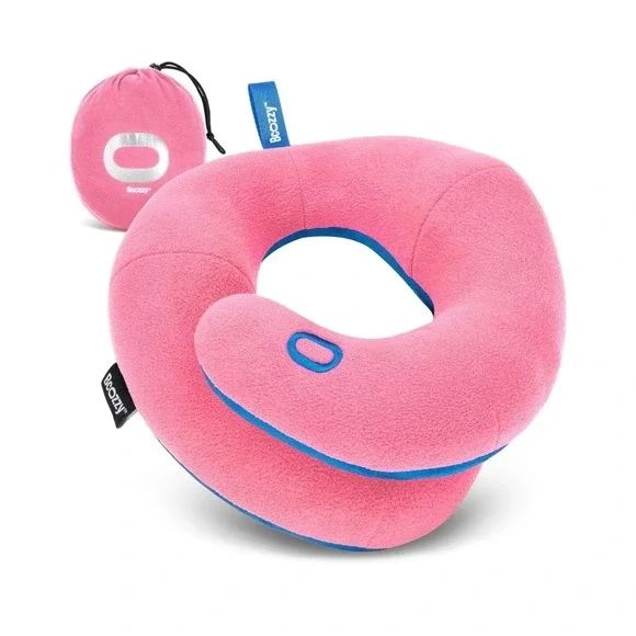 BCOZZY Kids Travel Pillow Pink Double Support Neck Pillow for Car Airplane 3-7Y