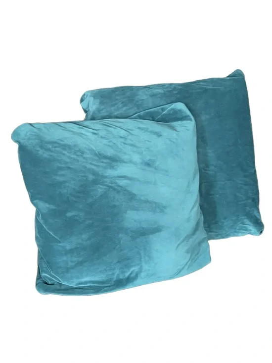 Turquoise Velvet Throw Pillow - Set of 2 - 17”x17”