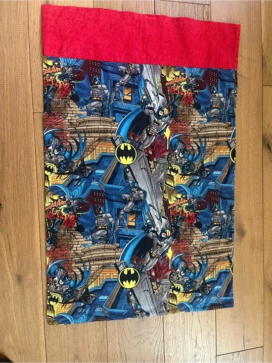Batman Pillowcase Cover - Red and Blue - Homemade 100% cotton