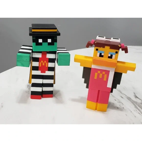 Lot 2 McDonald's Hamburglar Birdie Minecraft Style‎ Block Figure Toy Kids Meal