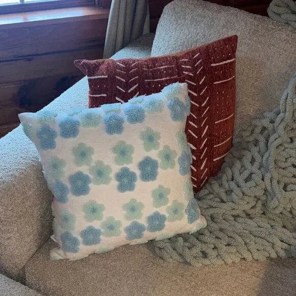UGG Kookaburra Blue and Cream Textured Pillow