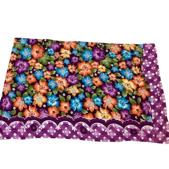 Handmade Pair of Standard Size Tropical Floral Lily Cotton Blend Pillow Shams