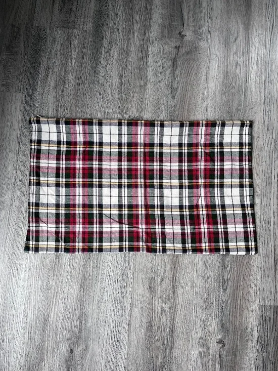 Pottery Barn Lumbar Pillow Cover Sham Cotton Linen Tartan Plaid 16 x 26