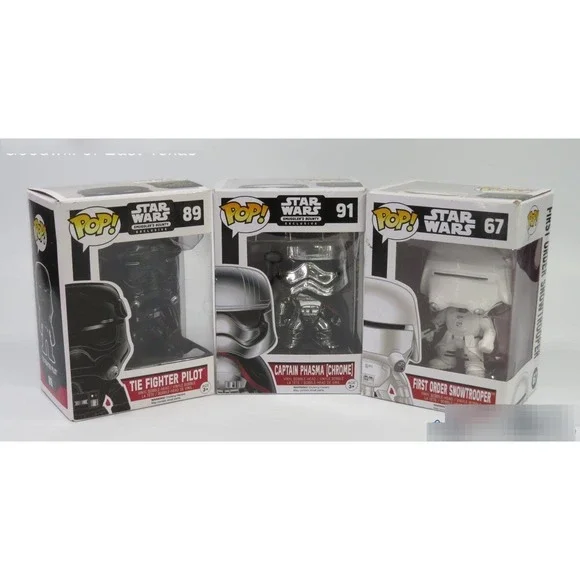 Funko Pop Star Wars Lot 67 89 91 Captain Phasma Chrome Tie Pilot Snowtrooper