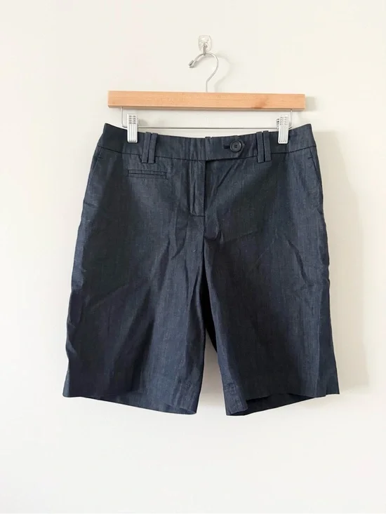 Loft Julie Dark Navy Stretch Denim Bermuda Shorts Size 4
