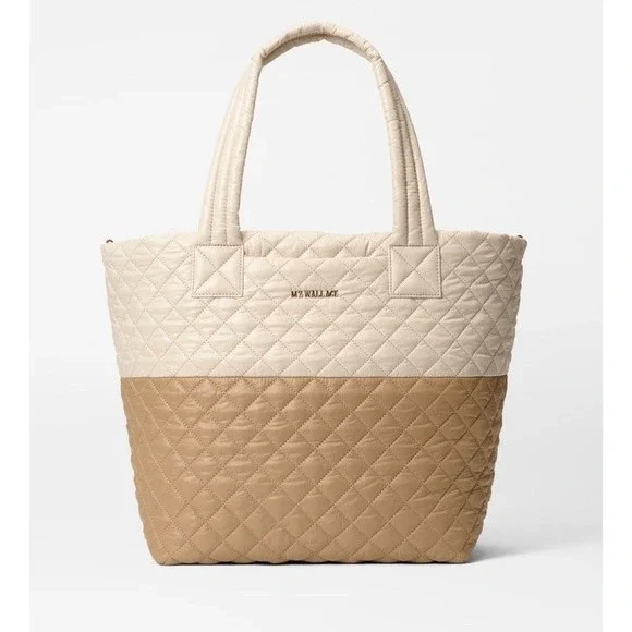 NEW MZ Wallace Buff/Caramel Medium Metro Tote Deluxe Quilted NWOT $275