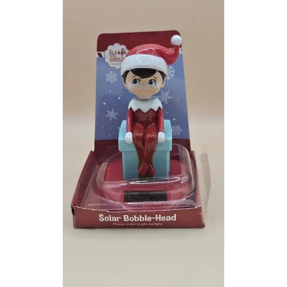 Solar Powered Dancing Bobble Head Elf On The Shelf Christmas Bobbler NEW Collect