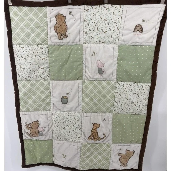 VTG Disney Classic Pooh Winnie‎ The Pooh Piglet Crib Comforter Patchwork Quilt