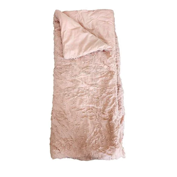 Beautiful Light Pink Quilt with Chenille Features by Threshold
