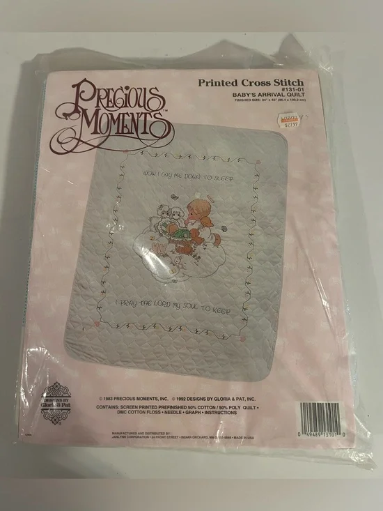 Precious Moments Babys Arrival Quilt Cross Stitch Kit Now I Lay Me Down to Sleep