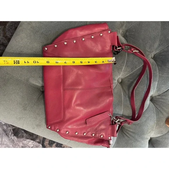 NINA BOSSI Leather Studded Satchel Shoulder Bag Designer Style Purse Medium