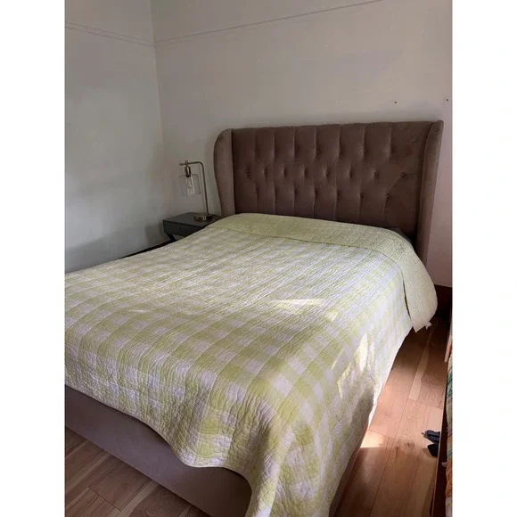 Pine Cone Hill Reversible Quilt Green Gingham Check Bedspread Cottagecore King