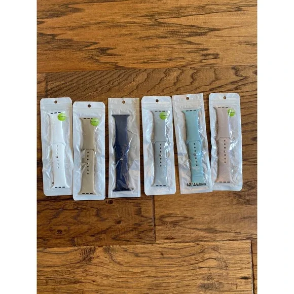 Lot of 6 Silicone Sport Watch Bands for Apple Watch 42mm 44mm Multi Color‎ Set