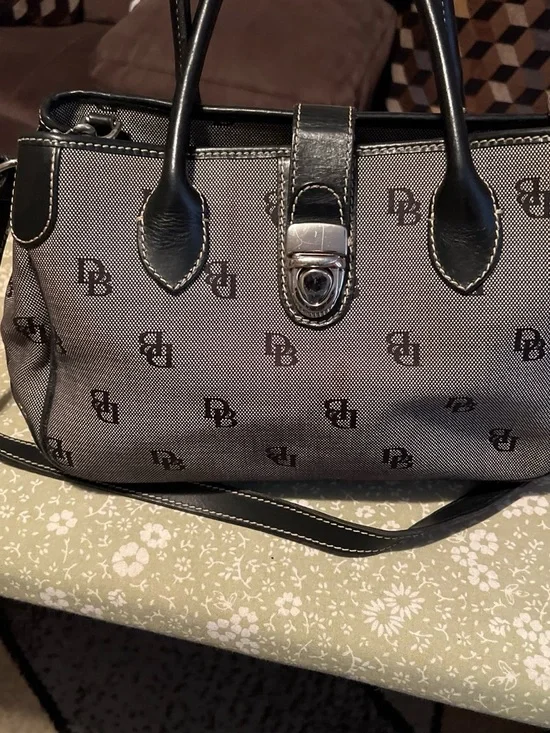 Dooney & Bourke Black and Gray Signature Satchel
