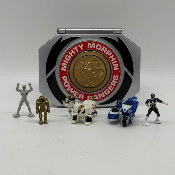 Bandai‎ Power Rangers Micro Playset 1995 Silver White Ranger Tiger Morpher Case