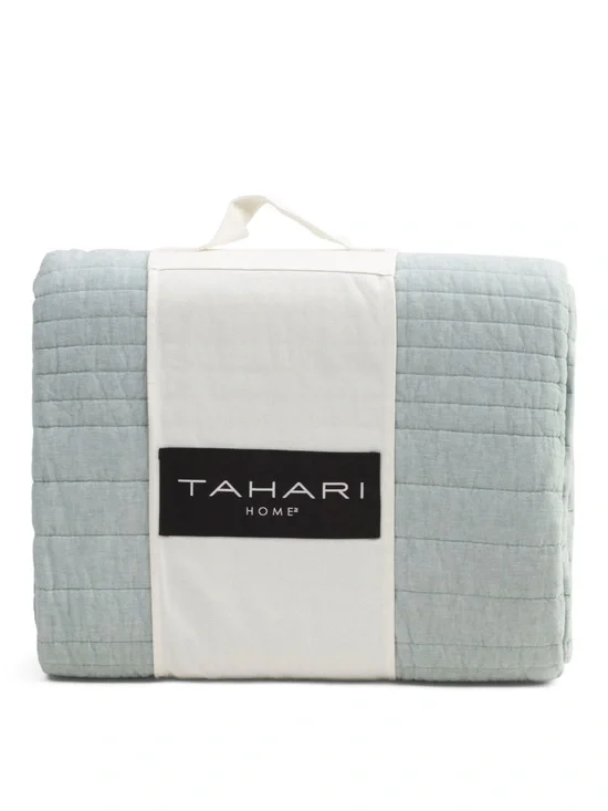 TAHARI HOME linen‎ and cotton blend warm quilt