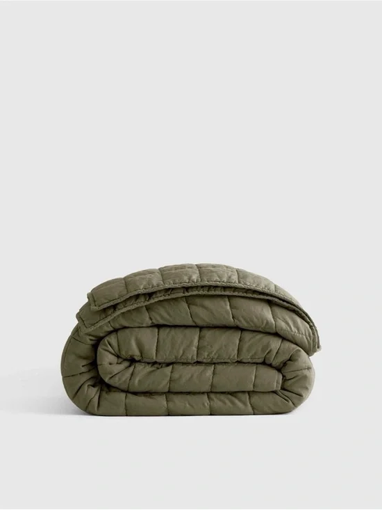 Quince European Linen Box Quilt, Full/Queen in Dusty Olive 💚