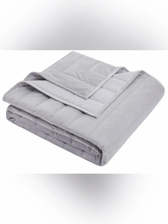 Tahari Home Silver Grey Velvet Channel Queen Coverlet Blanket