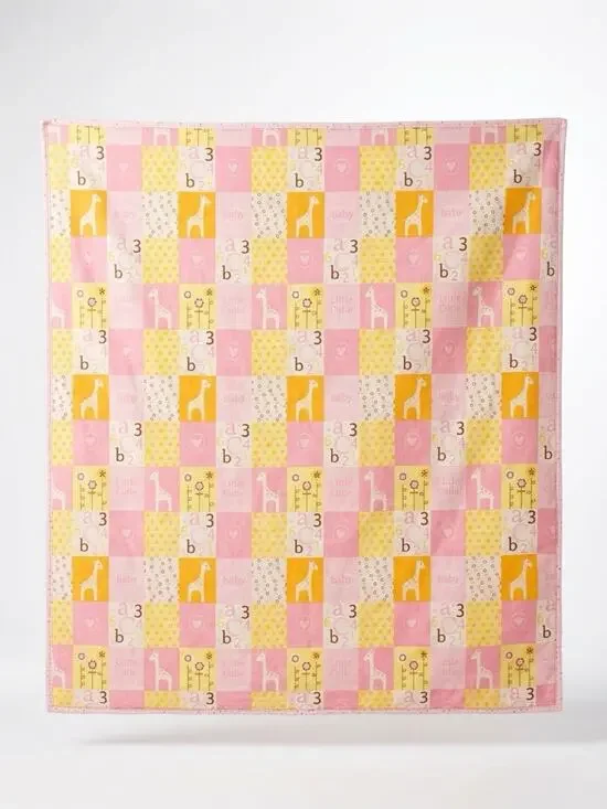 Vintage Cotton Baby Blanket Nursery Quilt Crib Comforter Real Love Animal Number