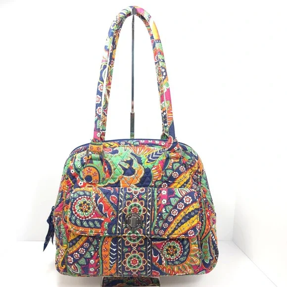 Vera Bradley Turnlock Satchel Bag Venetian Paisley Multicolor Quilted Handbag