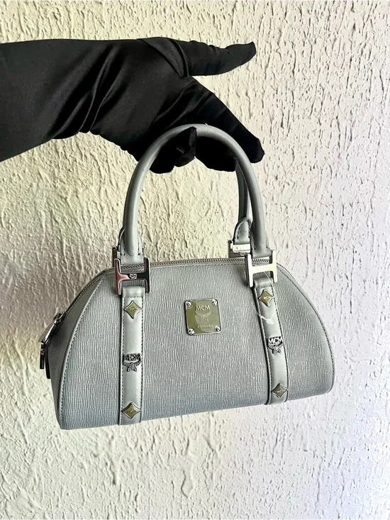 MCM Studded Leather Heritage Boston Bag / Satchel