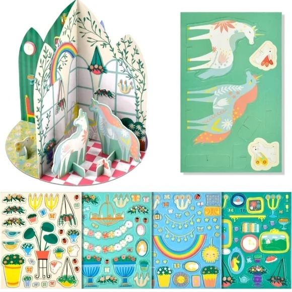 Colorful Unicorn and Garden Playset