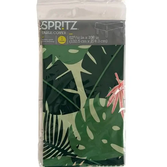 Spritz Party Tropical Tablecloth 52x108in Beach Tropics Leafy Nature NEW