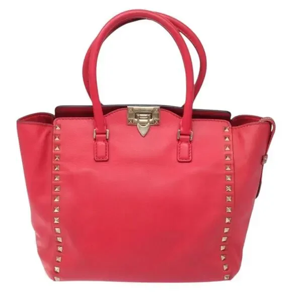 Valentino Rockstud Leather Handbag Red