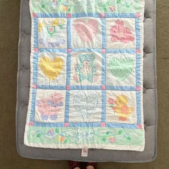 Little Bedding Vintage Baby Quilt Pastel Crib Blanket Red Calliope