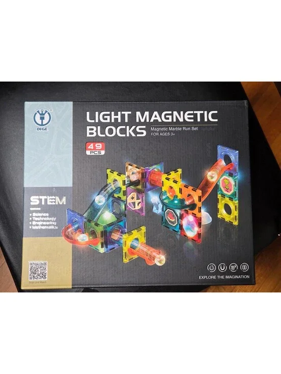 DIGE Light Magnetic Blocks STEM Magnetic Marble Run Set 49 Pcs