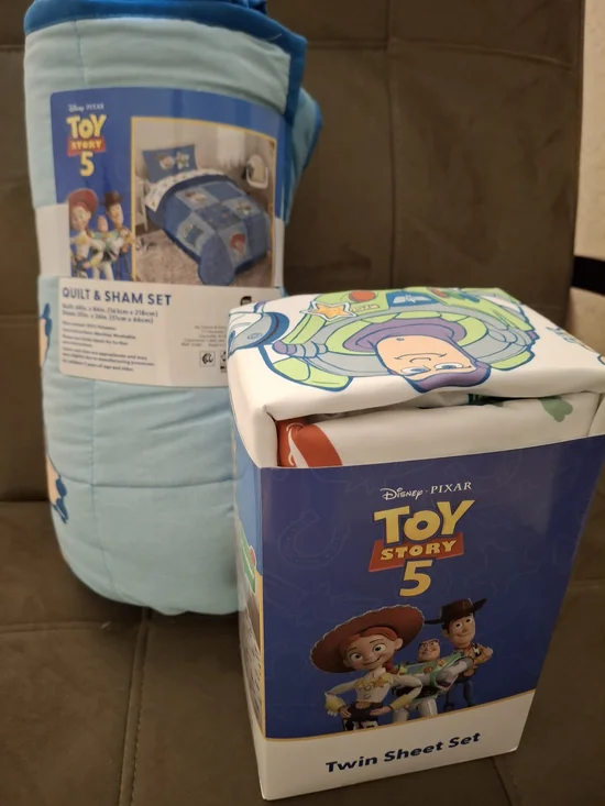 Disney Toy Story 5 Blue Kids Twin Sheet Set and Quilt/ Sham Set