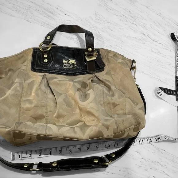 Coach Beige and Dark Brown Satchel