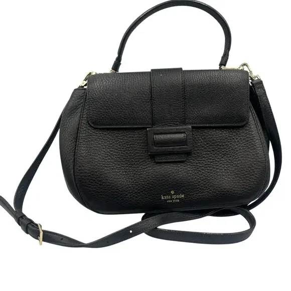 Kate Spade Satchel Crossbody Bag Carlyle Street Justina Pebbled Leather Black