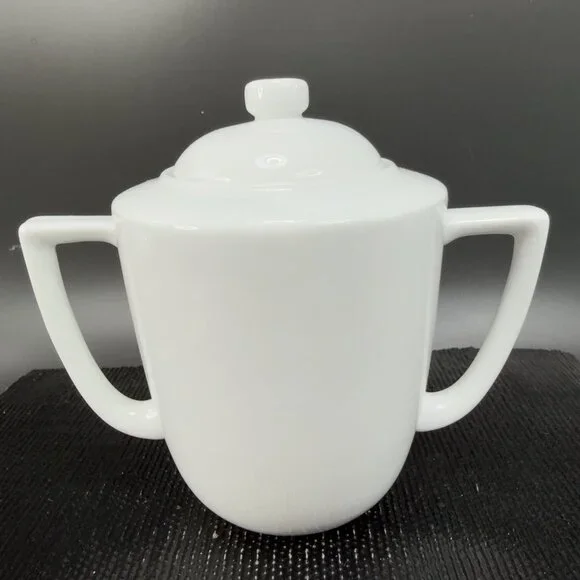 Restoration Hardware RH Sugar Bowl Container White‎ Porcelain With Lid Ceramic