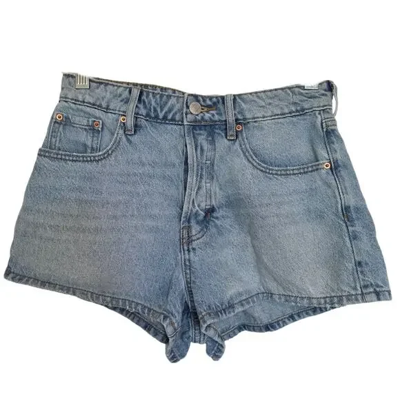 Women's PacSun High Rise Festival Shorts Light Wash Blue Denim Size 26