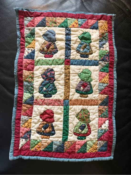 Vintage Hand Sewn Sunbonnet Sue Doll Quilt 21