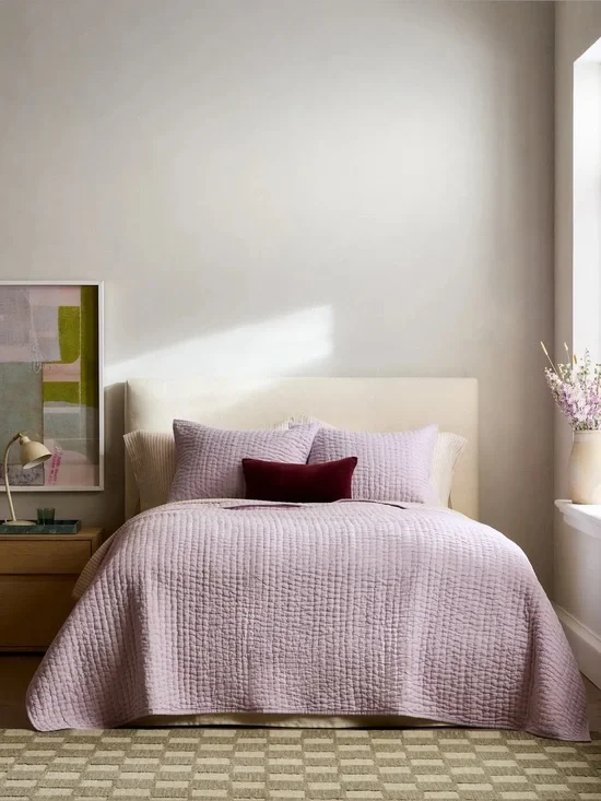 Quince European Linen Cotton Stitch Quilt ORCHID King $335
