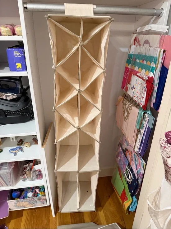 Canvas Hanging Closet Organizer - Cream 16 compartments