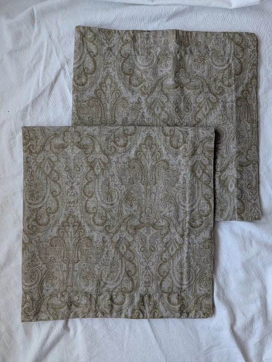 Restoration Hardware Paisley Italian Block Print Cotton Euro Pillow Covers -2