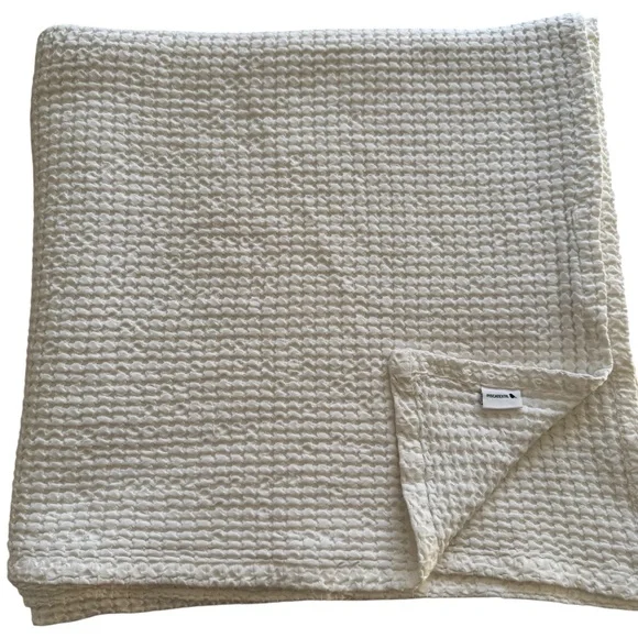 Piscatextil White 100% Cotton Bedspread Coverlet Textured Waffle King 100 X 114